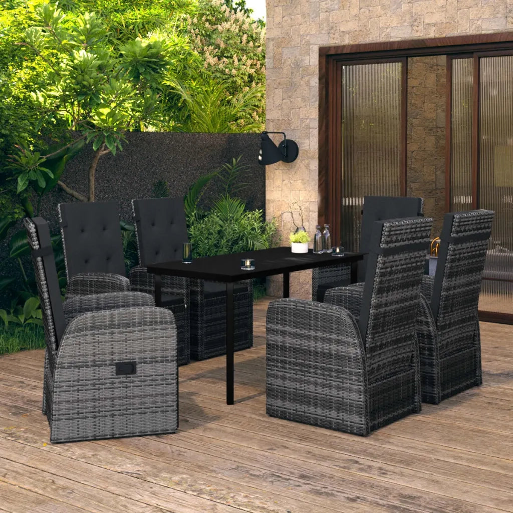 Set da Pranzo da Giardino 7 pz con Cuscini Grigio 3099497