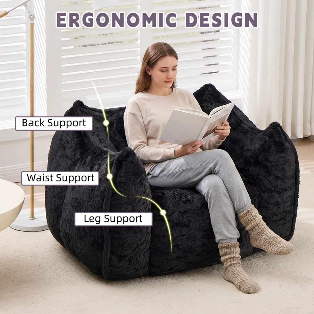 Poltrona sacco gigante con cuscino in similpelle ¨C Xylo ¨C Nero