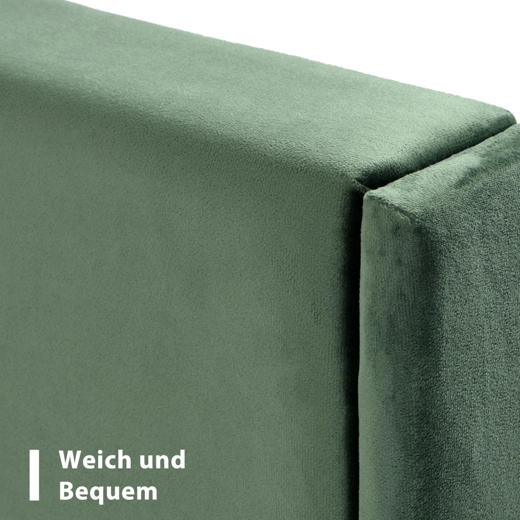 Letto singolo – 90x200 cm – testiera rete design moderno – velluto verde scuro