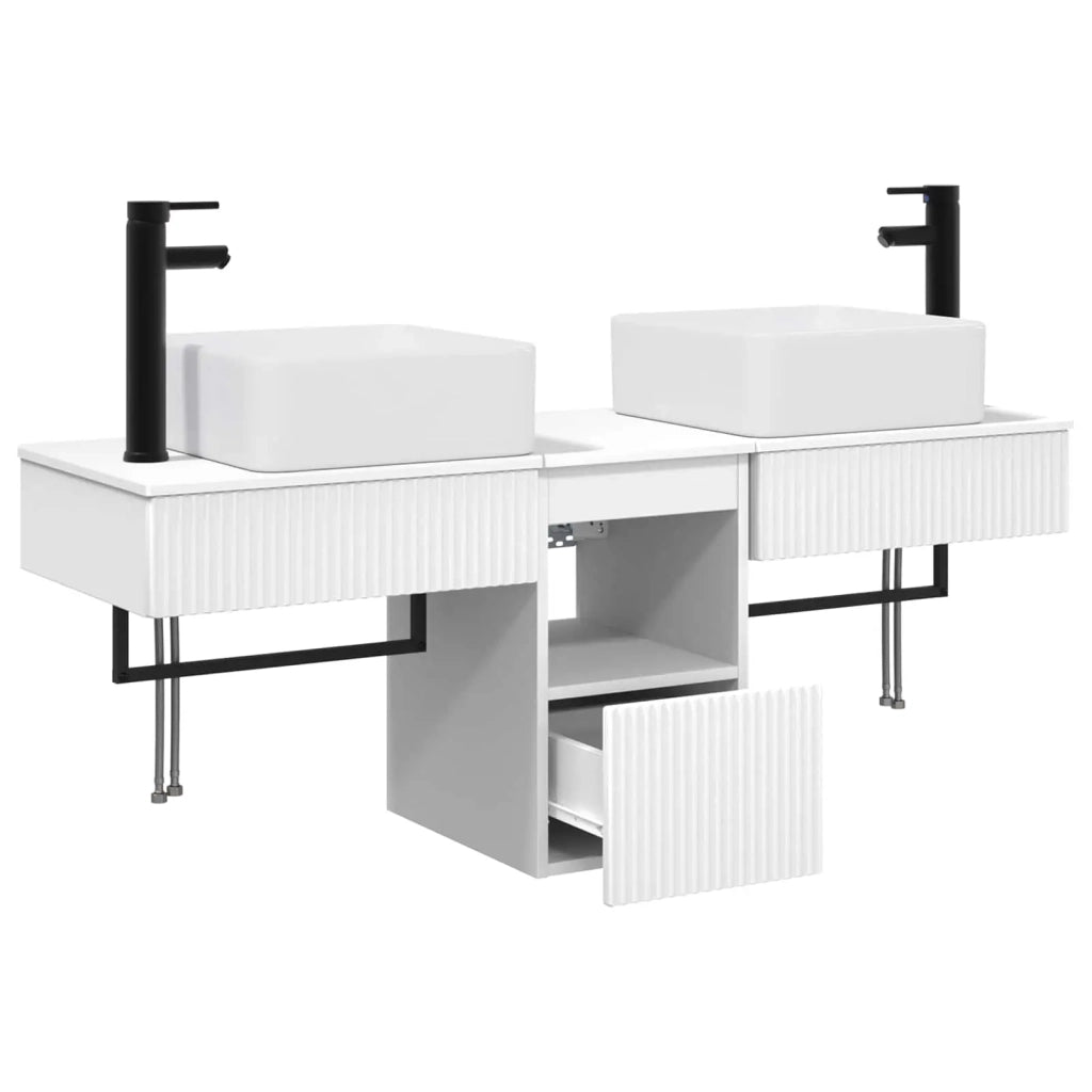 Set di mobili per il bagno 3 pz Bianco Legno ingegnerizzato 3405597