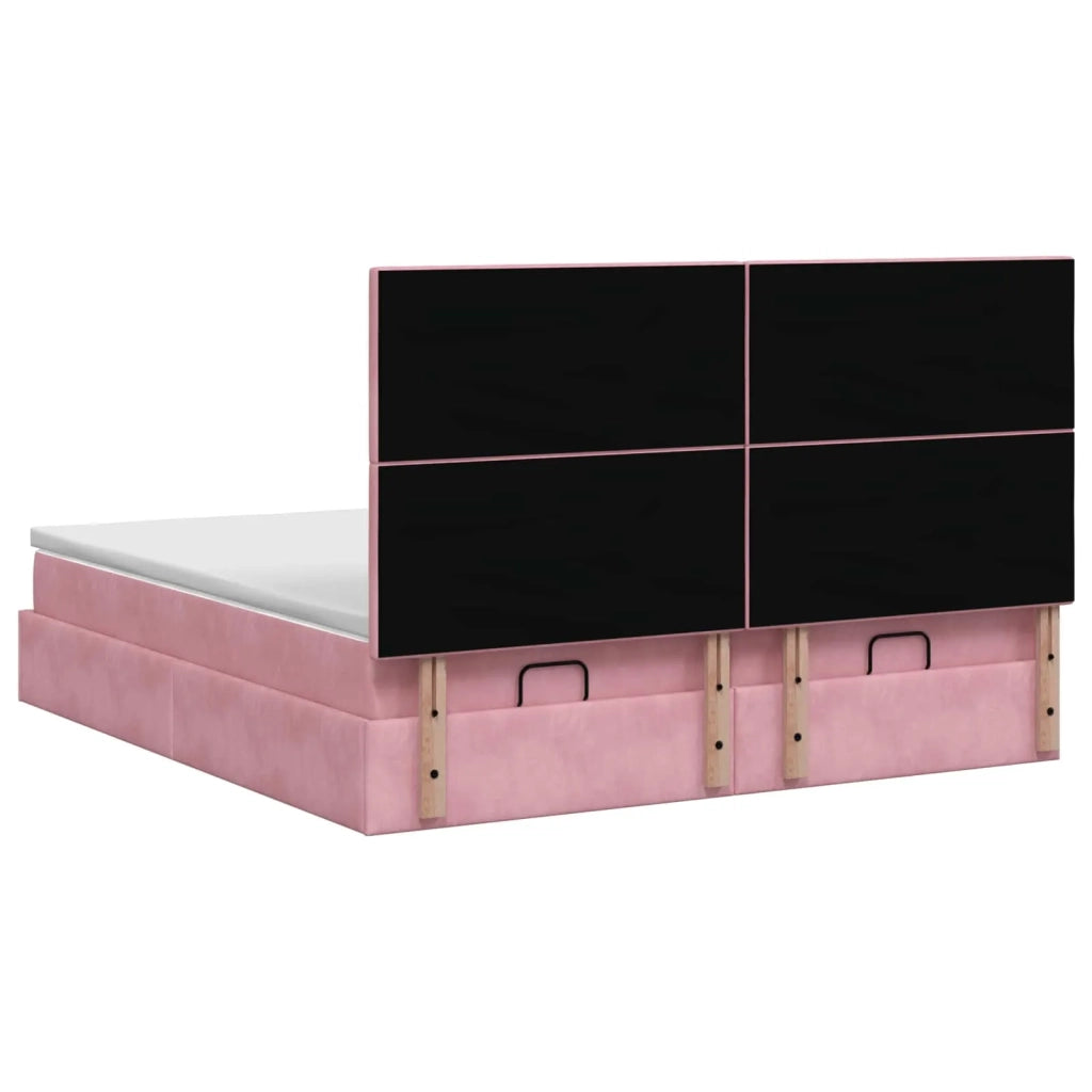 Letto ottomano con materasso con testiera 2 pz Rosa Velluto 3457937