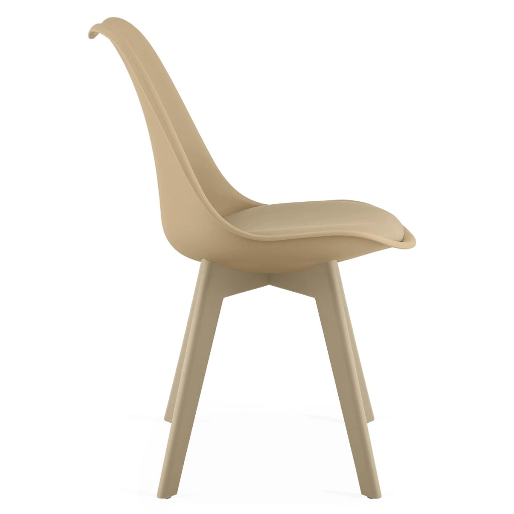 Set di 3 Sedie Mark in Polipropilene e Similpelle Beige