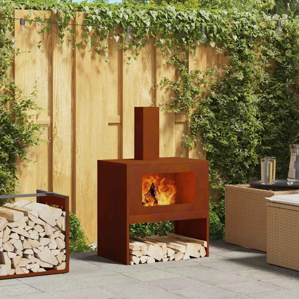 Focolare-Stufa-Camino Marrone 60 x 40 x 96 cm Acciaio