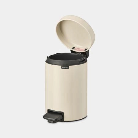 Brabantia 149887 NewIcon Pattumiera a Pedale 3 L Chiusura Ammortizzata Base Antiscivolo Coperchio Anti-Odore Secchio Interno Estraibile colore Beige