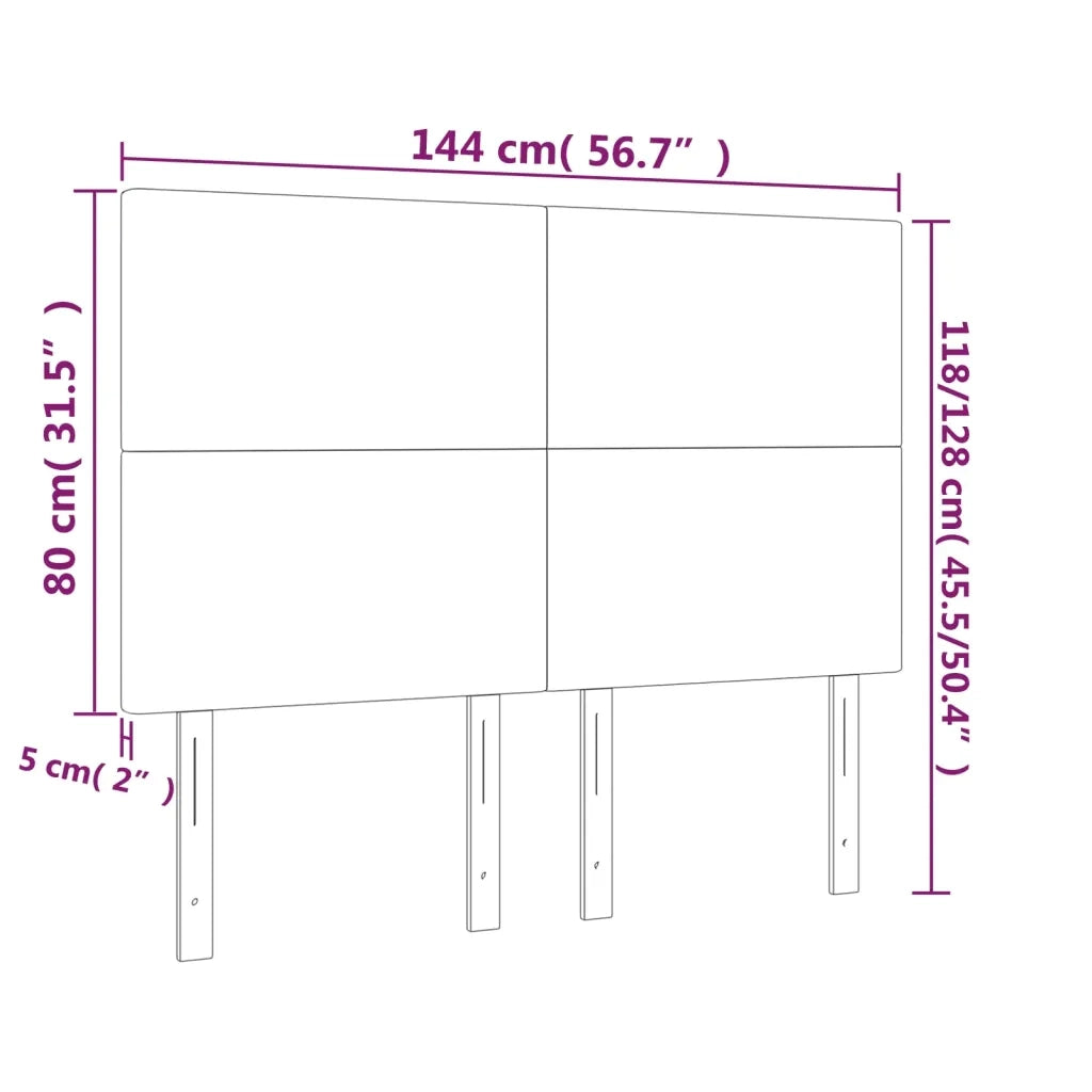 Testiera Nera 144x5x118/128 cm Velluto 3116102