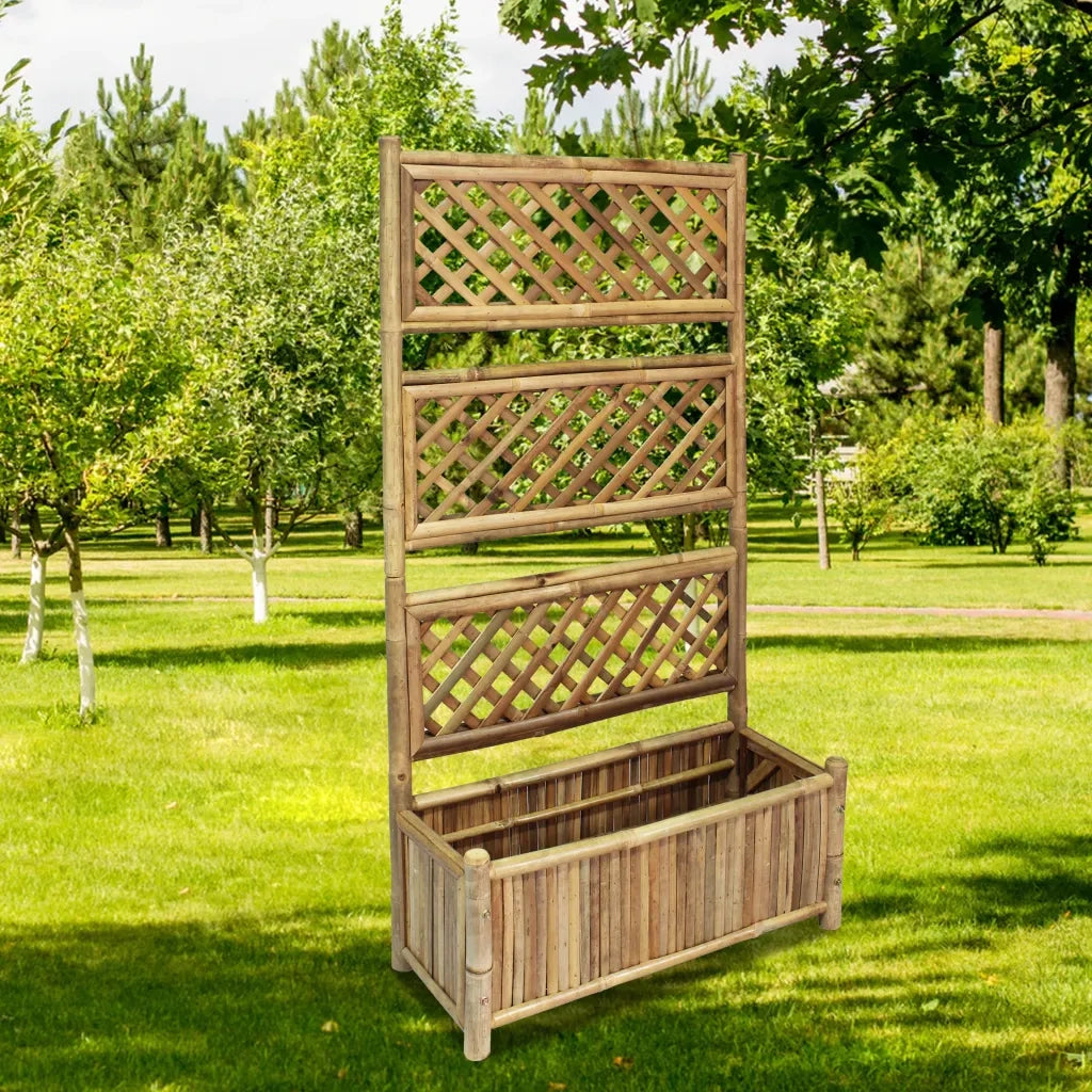 Letto Rialzato da Giardino con Graticcio in Bambù 70 cm 43714