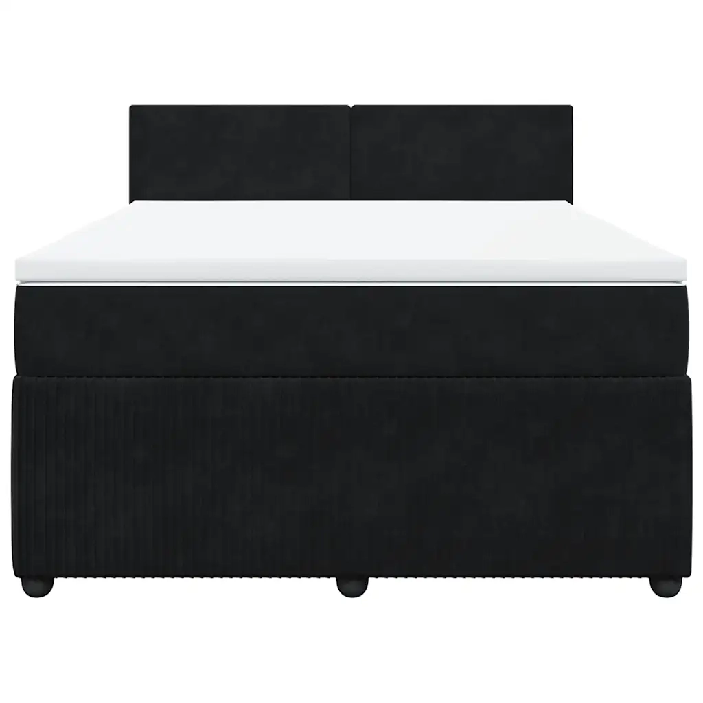 Giroletto a Molle con Materasso Nero 140x200 cm in Velluto 3290054
