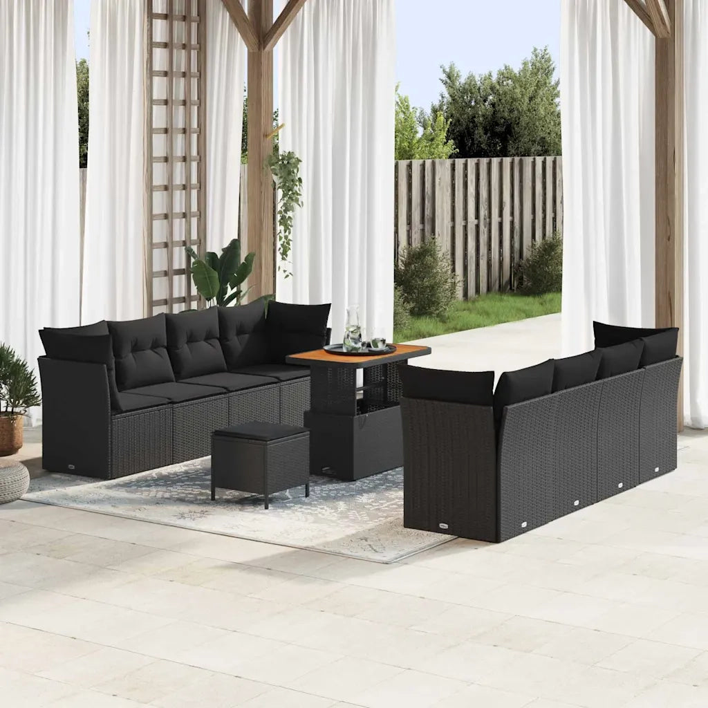 Set Divano da Giardino 11 pcs Nero polyrattan 3361459