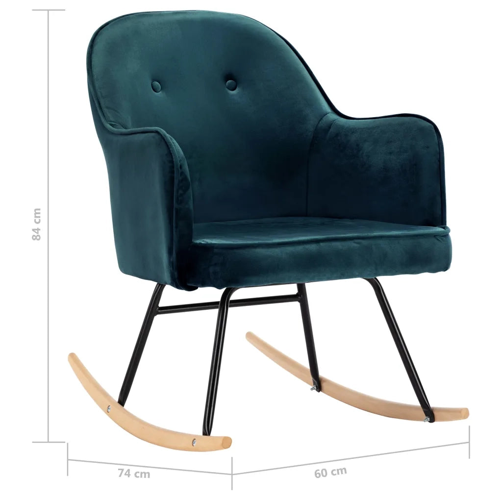 Sedia a Dondolo Blu in Velluto 289518