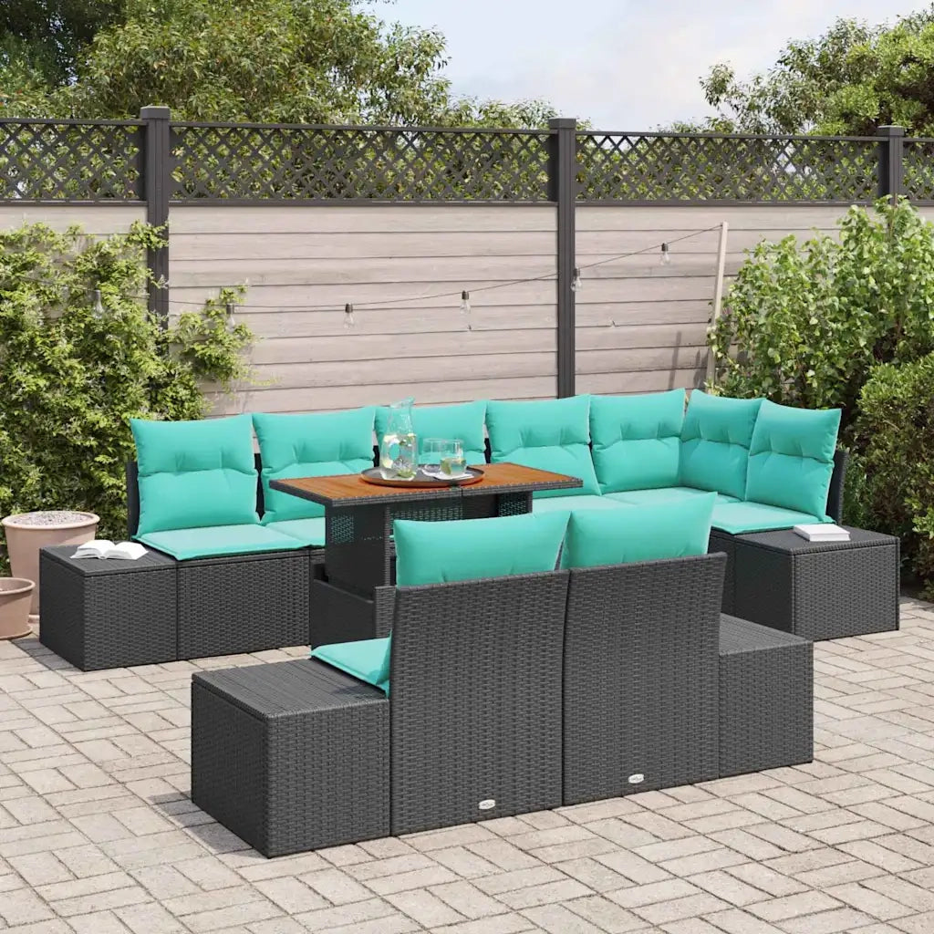 Set Divano da Giardino 9 pz Nero Poly Rattan 3358720