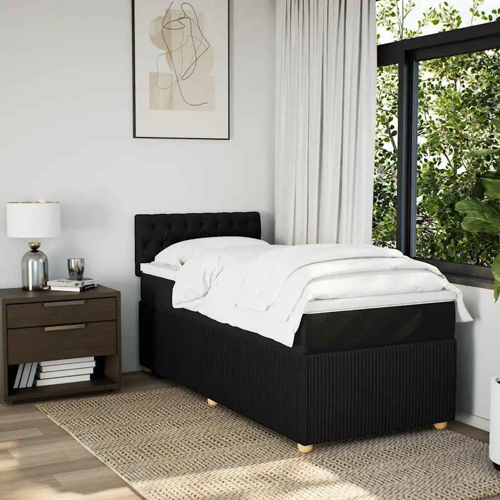 Giroletto a Molle con Materasso Nero 90x190 cm in Tessuto
