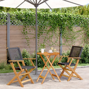 Set da Bistrot 3 pz Nero in Polyrattan e Legno Massello 3281790