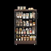 Carrello salvaspazio con 4 ripiani regolabili e 4 ruote; per cucina e bagno; nero