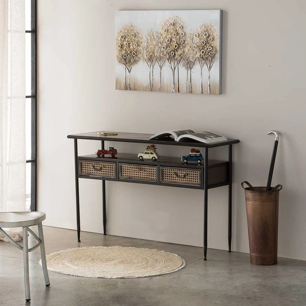 Mobile da ingresso in metallo marrone 122x42x80h