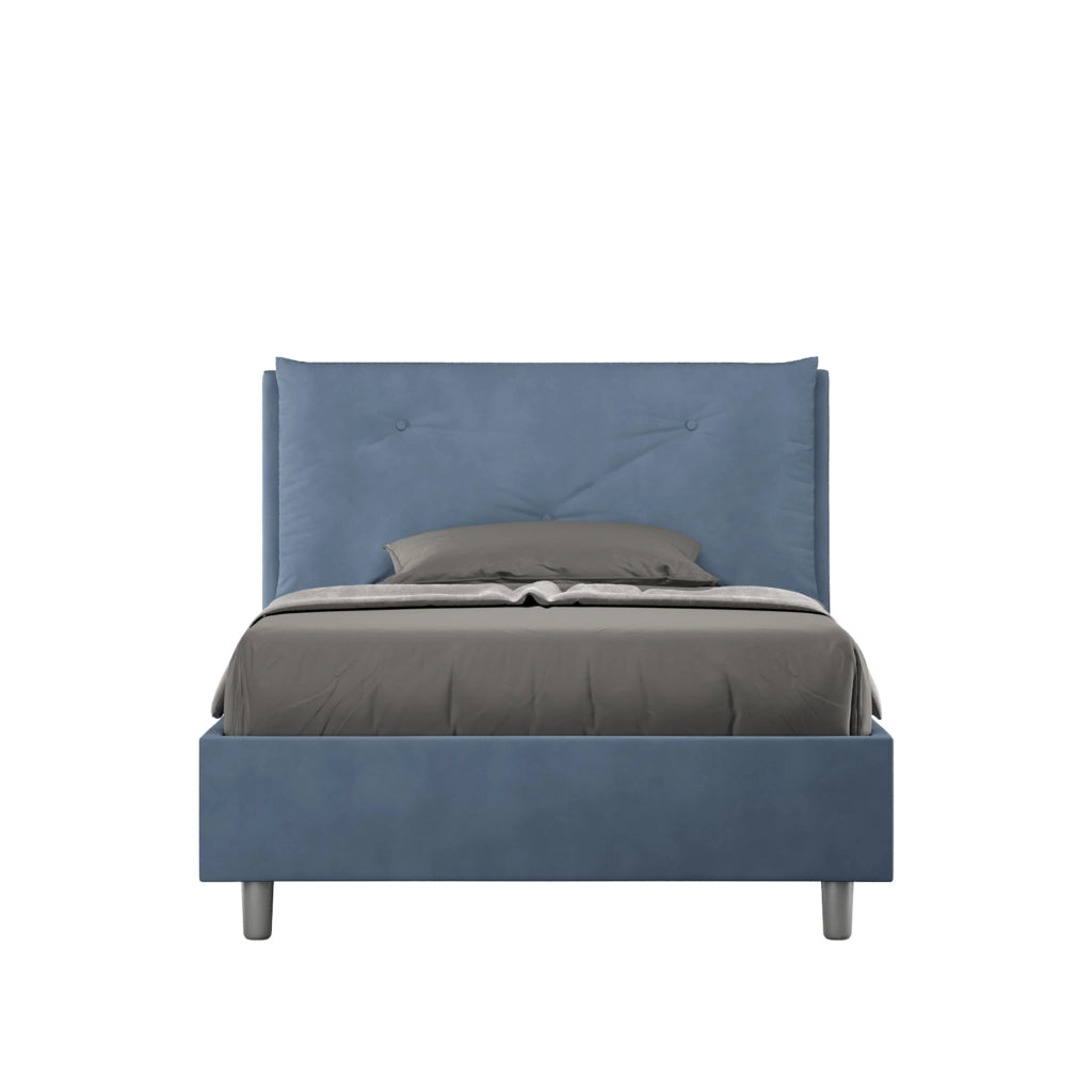 BS COM Letto una piazza e mezza contenitore imbottito 130x210 microfibra blu Large