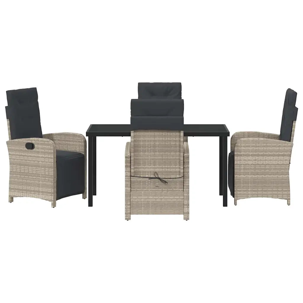 Set da Pranzo per Giardino 5 pcs Grigio chiaro polyrattan