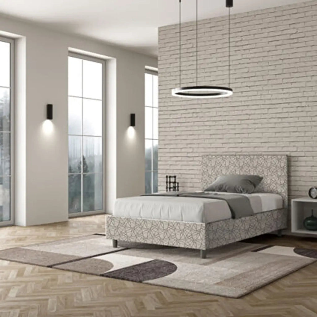 Letto una piazza e mezza senza rete imbottito 120x190 tessuto Era 2 grigio Adele