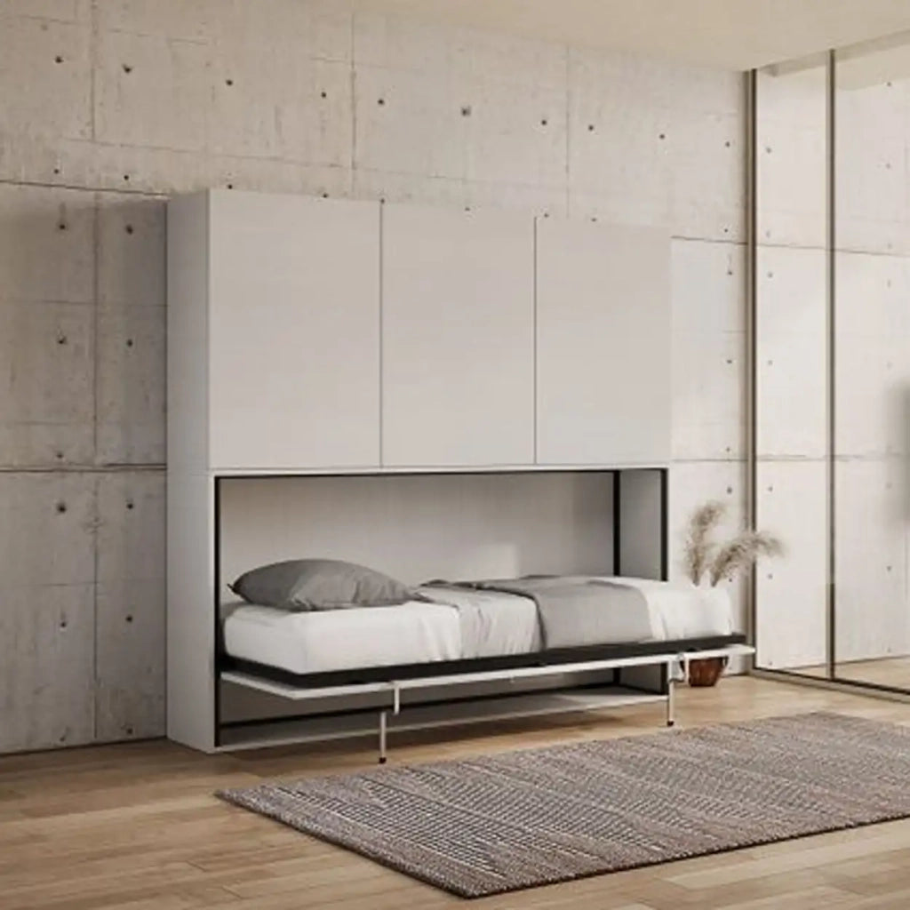 Letto singolo a scomparsa Kando comp.D bianco frassino