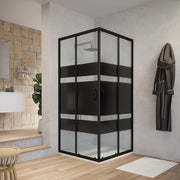 Box doccia angolare 70x70 cm serigrafato 4 mm profili neri | Willis
