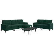 Set di Divani 3 pz con Cuscini e Rinforzi Verde scuro Velluto 3278503