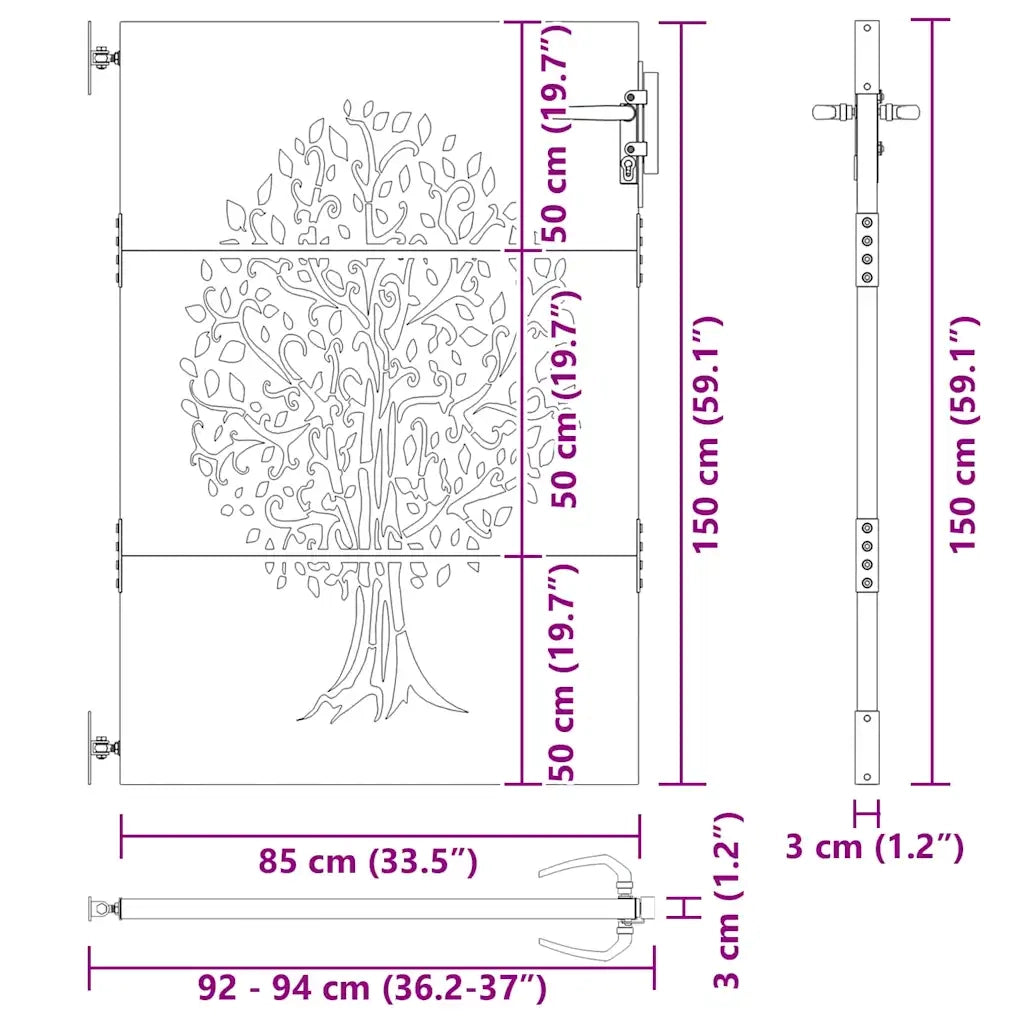 Cancello da giardino con blocco Nero 85 x 150 cm 42015861