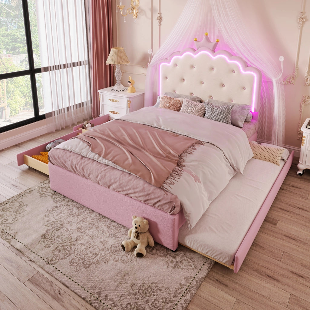 letto imbottito pu rosa 140 x 200 cm