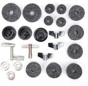 Set di accessori completo per batterie - 23 pezzi - Piastra di velluto per tamburi - Set di viti a molla e anelli - Manubri e chiave a Z - Chiave a T - Adatto per batterie e accessori di batteria