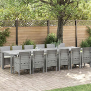 Set da Pranzo per Giardino 13 pcs Grigio chiaro Rattan Polt