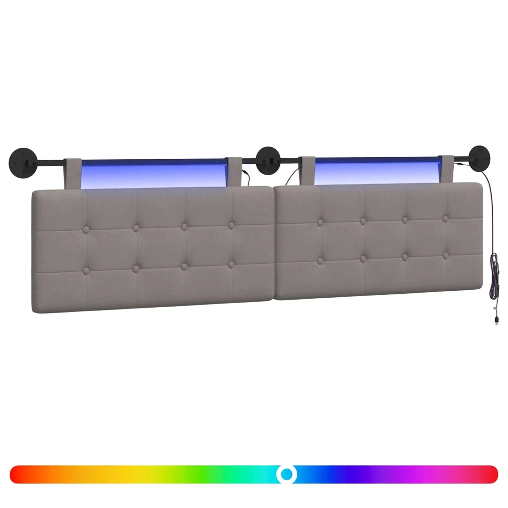 Testiera sospesa Con luce LED Tortora Tessuto 3424456
