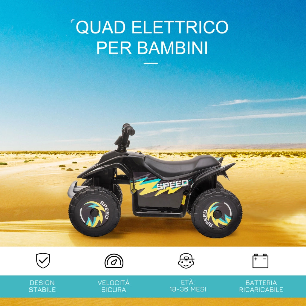 Quad Elettrico per Bambini ¨C Minimal ¨C Nero 72x40x45.5 cm