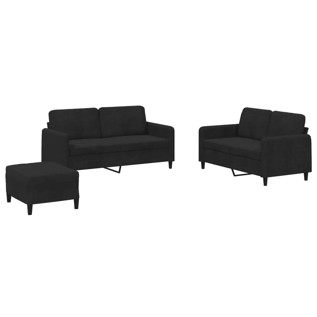 Set di Divani 3 pz Nero in Velluto 3201989