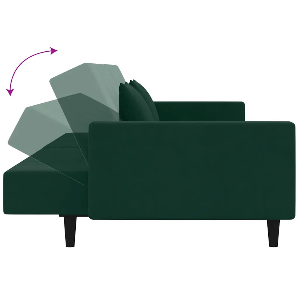 Divano letto | Sof¨¤ letto | Letto singolo a 2 Posti con 2 Cuscini Verde Scuro in Velluto