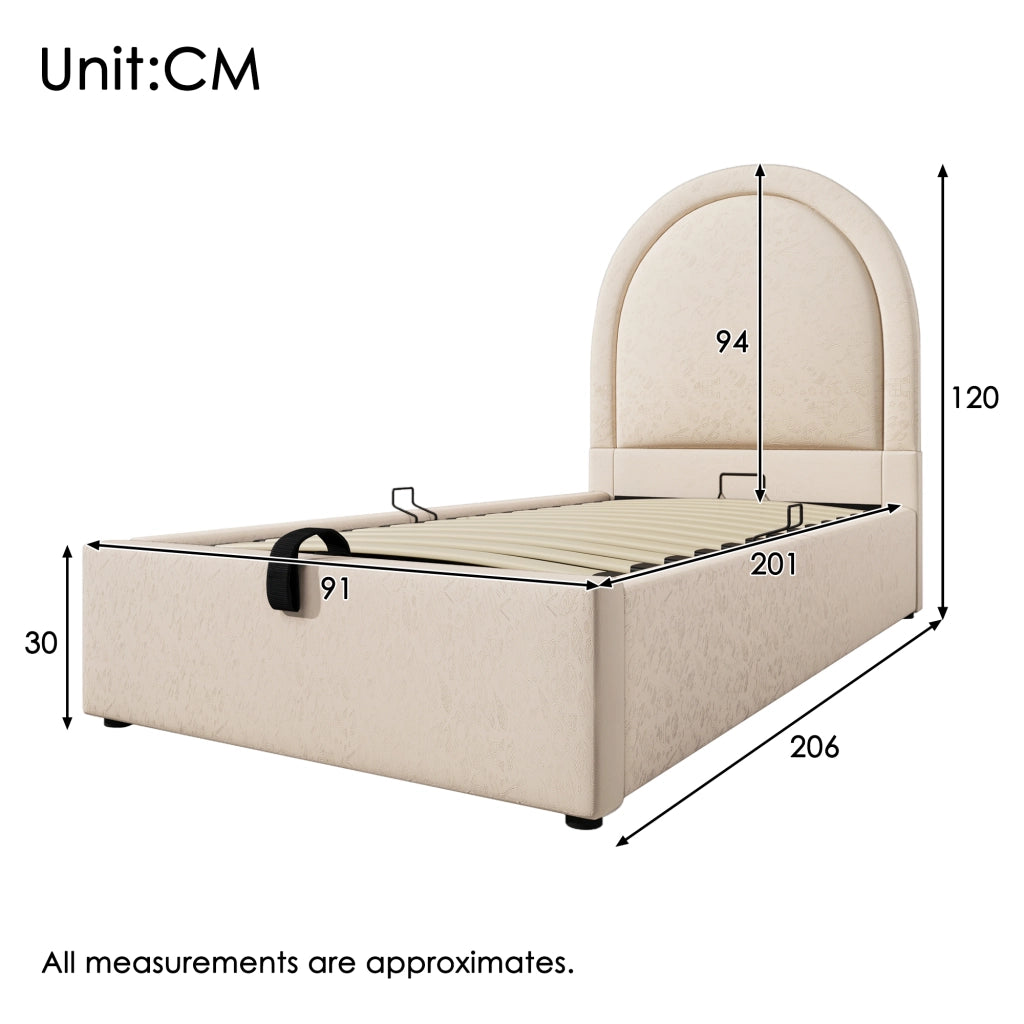 LETTO 90x200 cm Beige in PU con materasso incluso