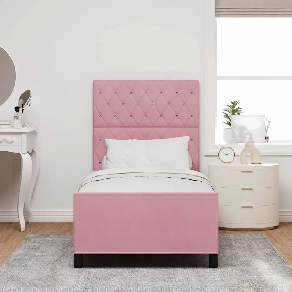 Letto a molle con testiera Rosa 90 x 190 cm Velluto 3344848