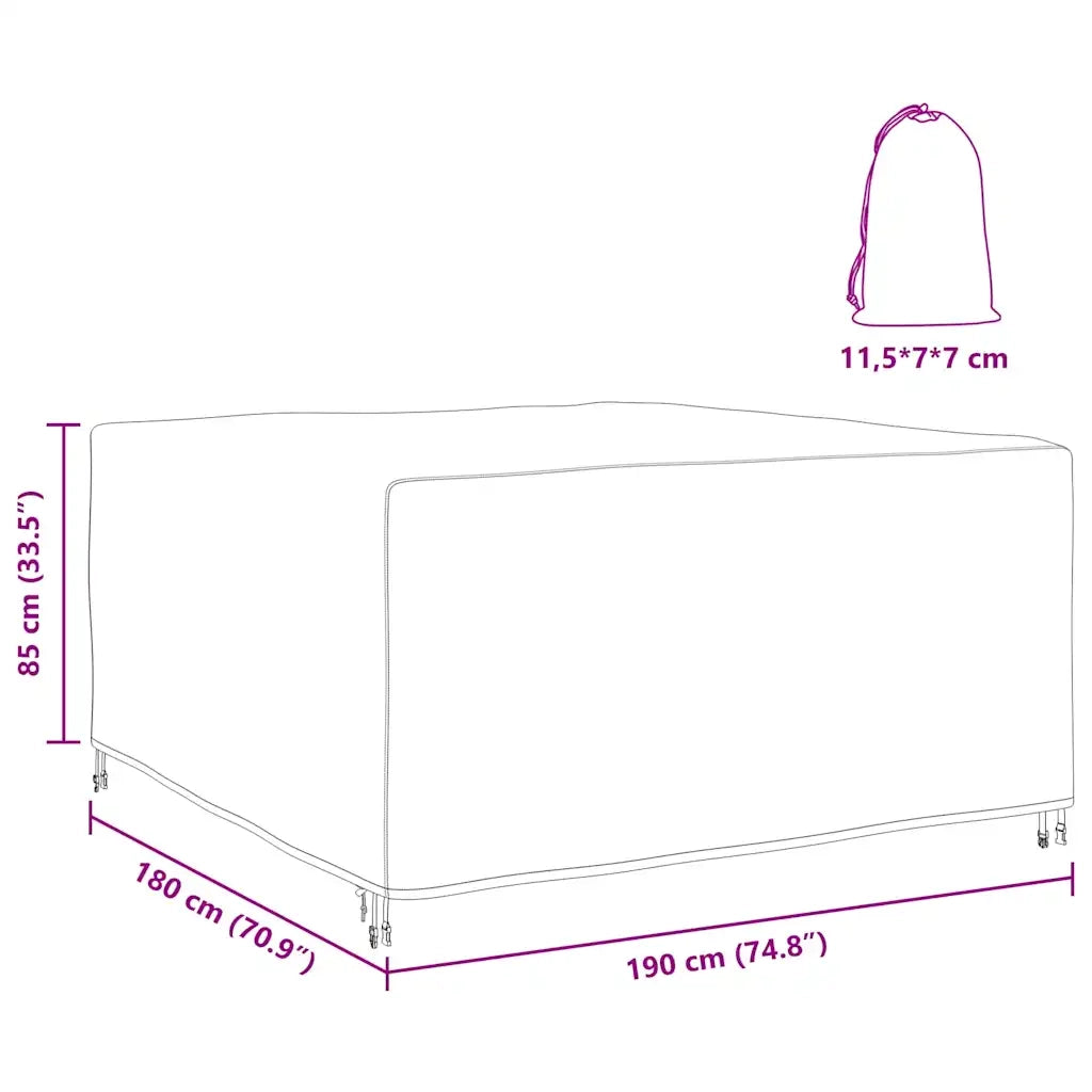 vidaXL Copertura per mobili da esterno Nero 180 x 190 x 85 cm 420D