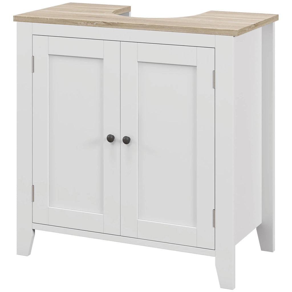 Mobile Sottolavabo con 2 Ante e Ripiano Regolabile ¨C Minimal ¨C 60x30x60 cm Bianco