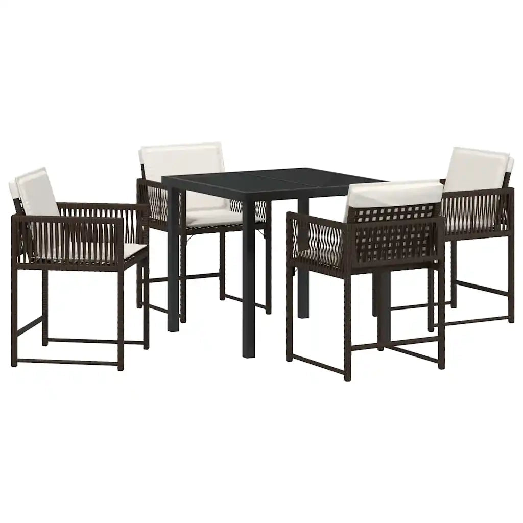 Set da Pranzo per Giardino 5 pcs Marrone polyrattan