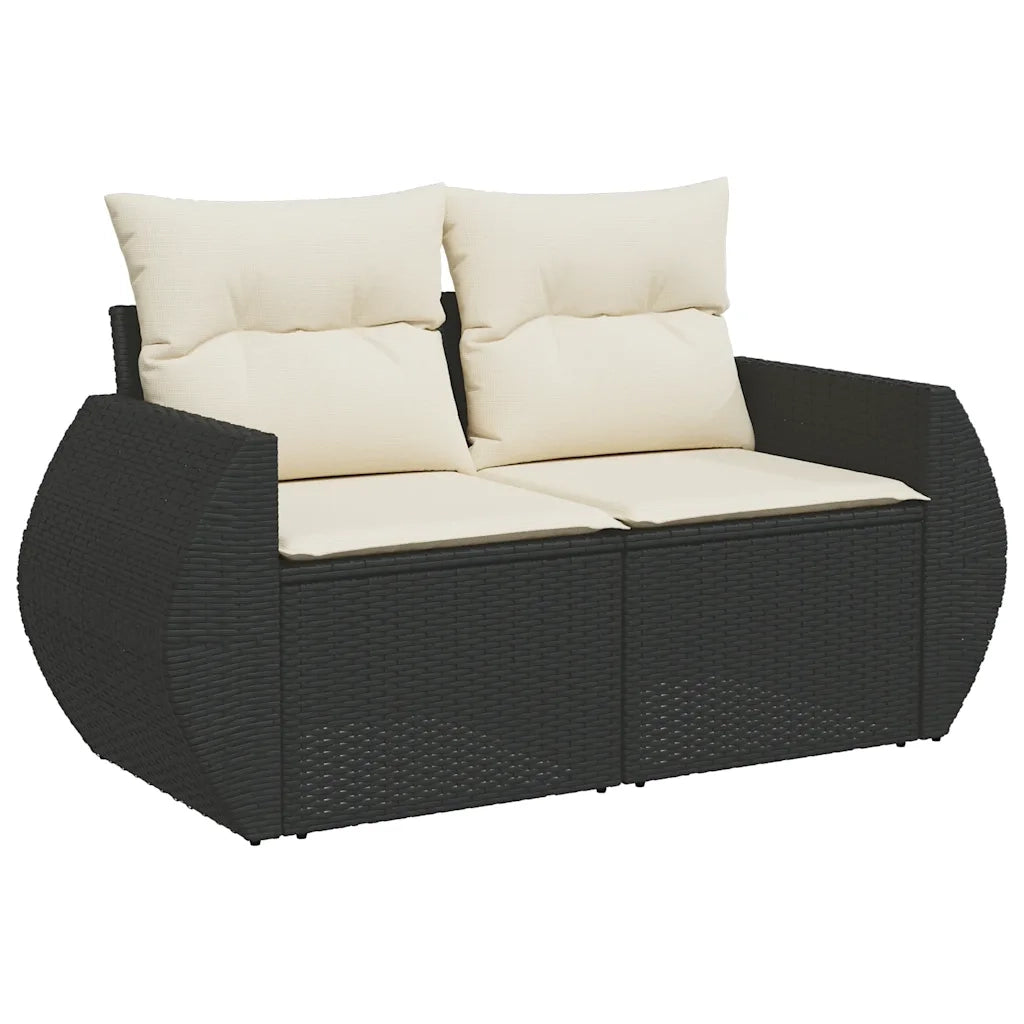 Set Divani da Giardino 9 pz con Cuscini Nero in Polyrattan 3327916