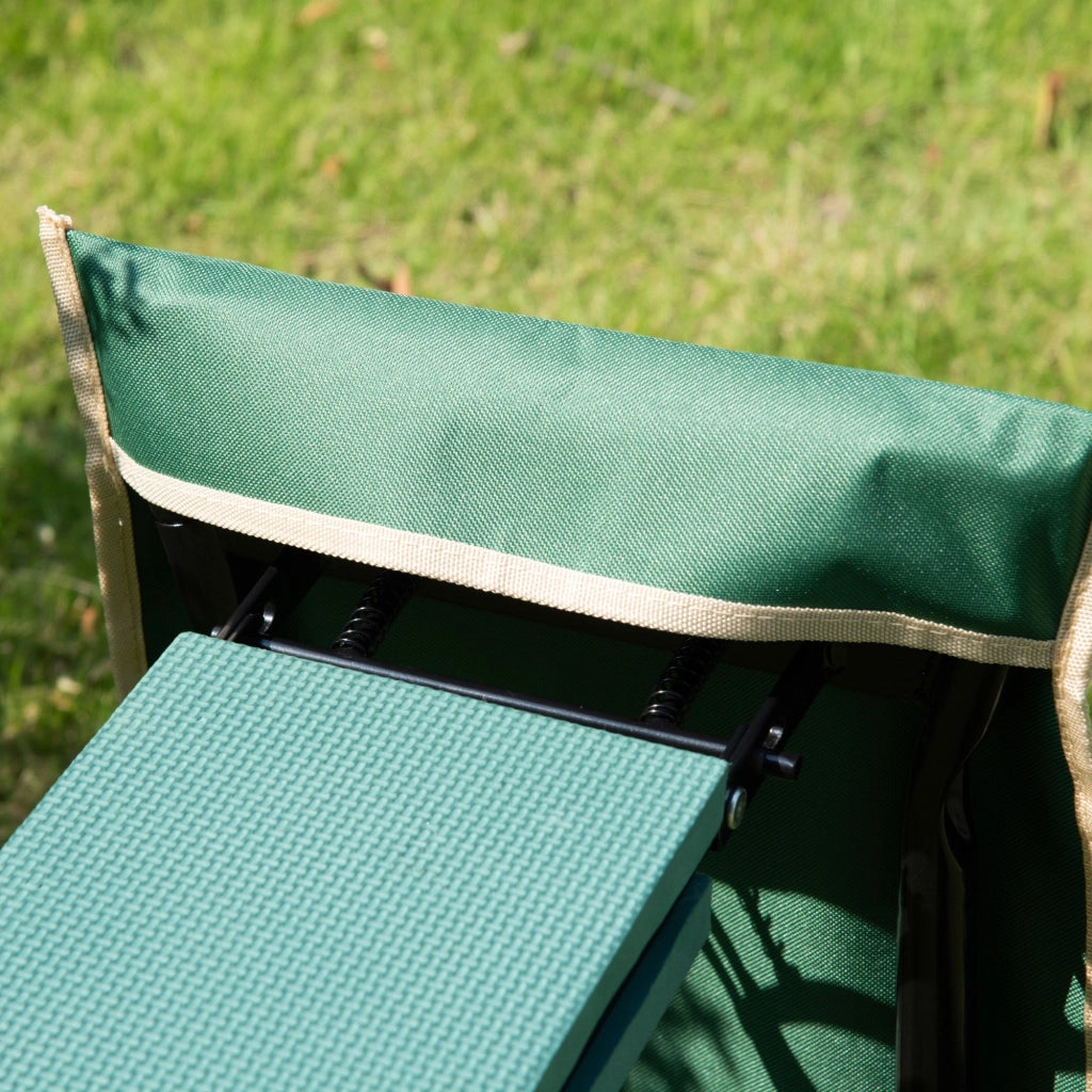 Sgabello da Giardino Pieghevole con Cuscino e Tasca ¨C Minimal ¨C Verde 58x28x49 cm