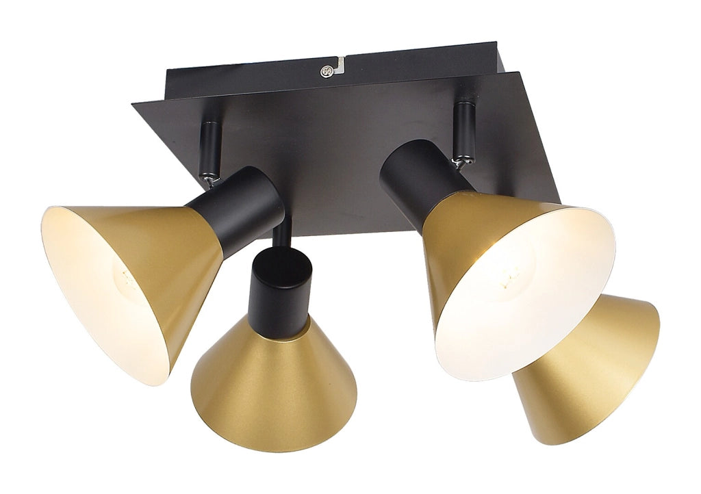 Faretto da soffitto Alvaro nero/oro opaco 4xE14 Rabalux