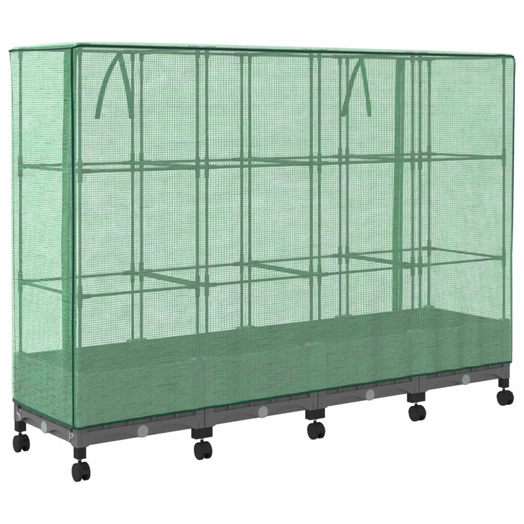 Vaso da Giardino con Copertura per Serra e Ruote 4 pz PP 3423141
