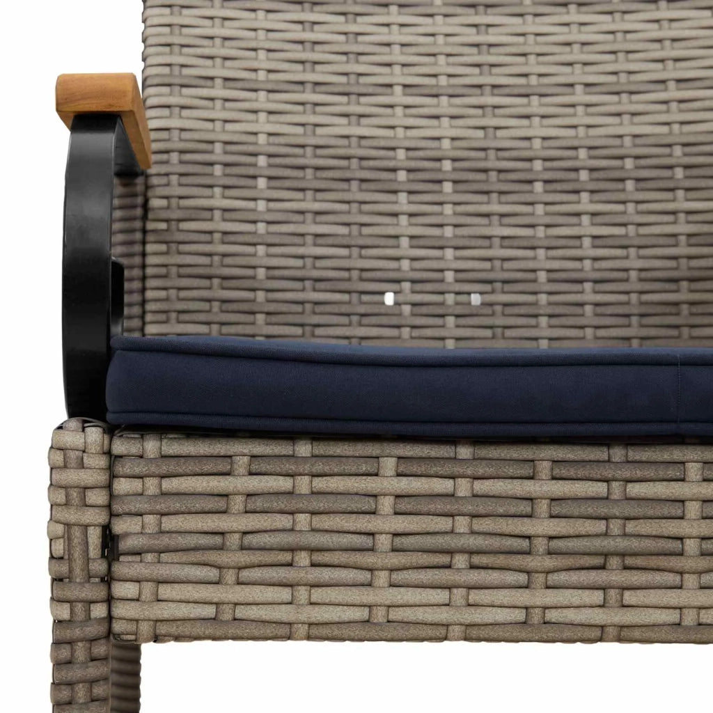 Sedie da giardino 2 pz | Sedie da Esterno Grigio e Blu Navy Polyrattan e acacia
