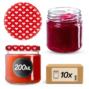 Barattoli per conserve KADAX Lerma 200 ml 10 pezzi 66 mm + coperchi "Cuori"