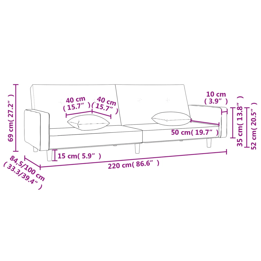 Divano letto | Sof¨¤ letto | Letto singolo a 2 Posti con 2 Cuscini Grigio Scuro in Tessuto
