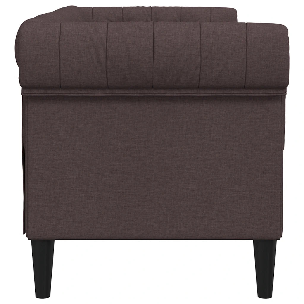 Divano Chesterfield a 2 Posti-Sofa 2 Posti-Divanetto Marrone Scuro in Tessuto