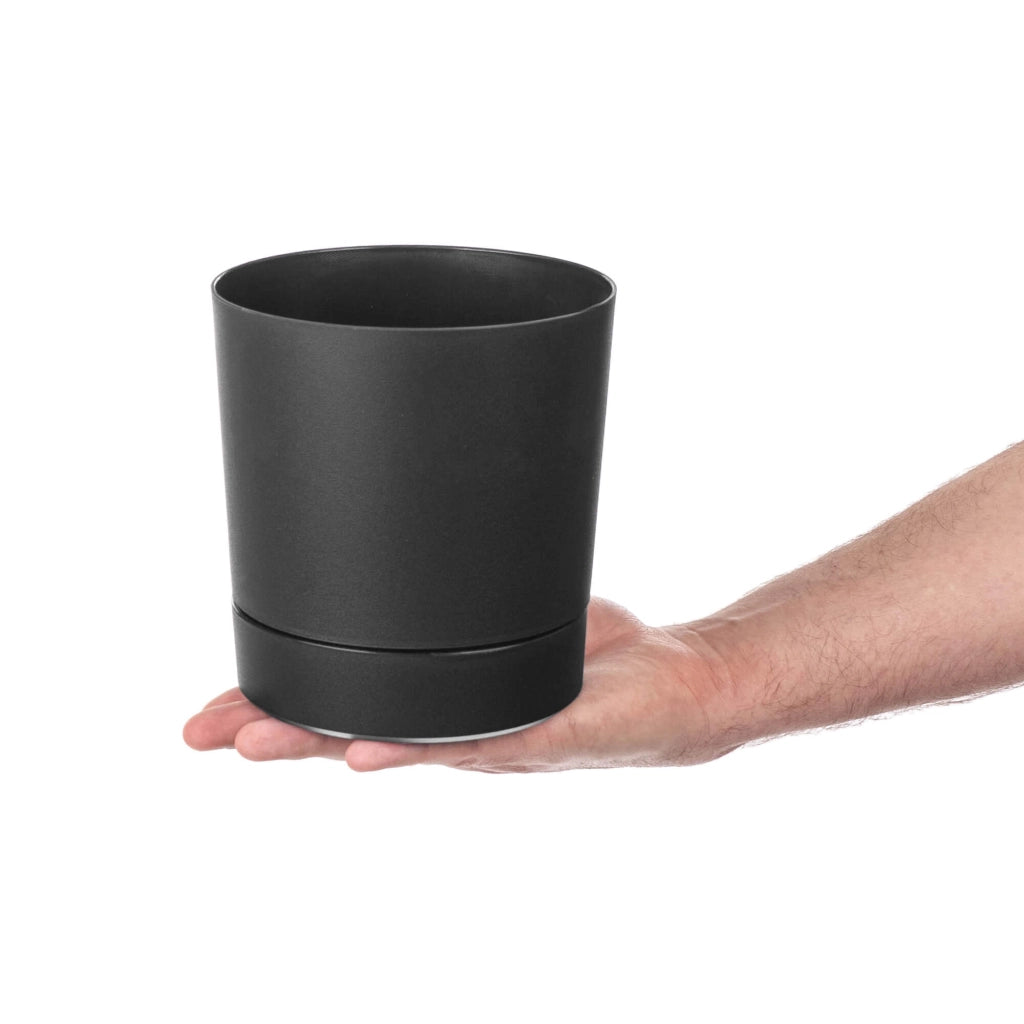Vaso da fiori KADAX con supporto, rotondo, in plastica, 14,5 cm