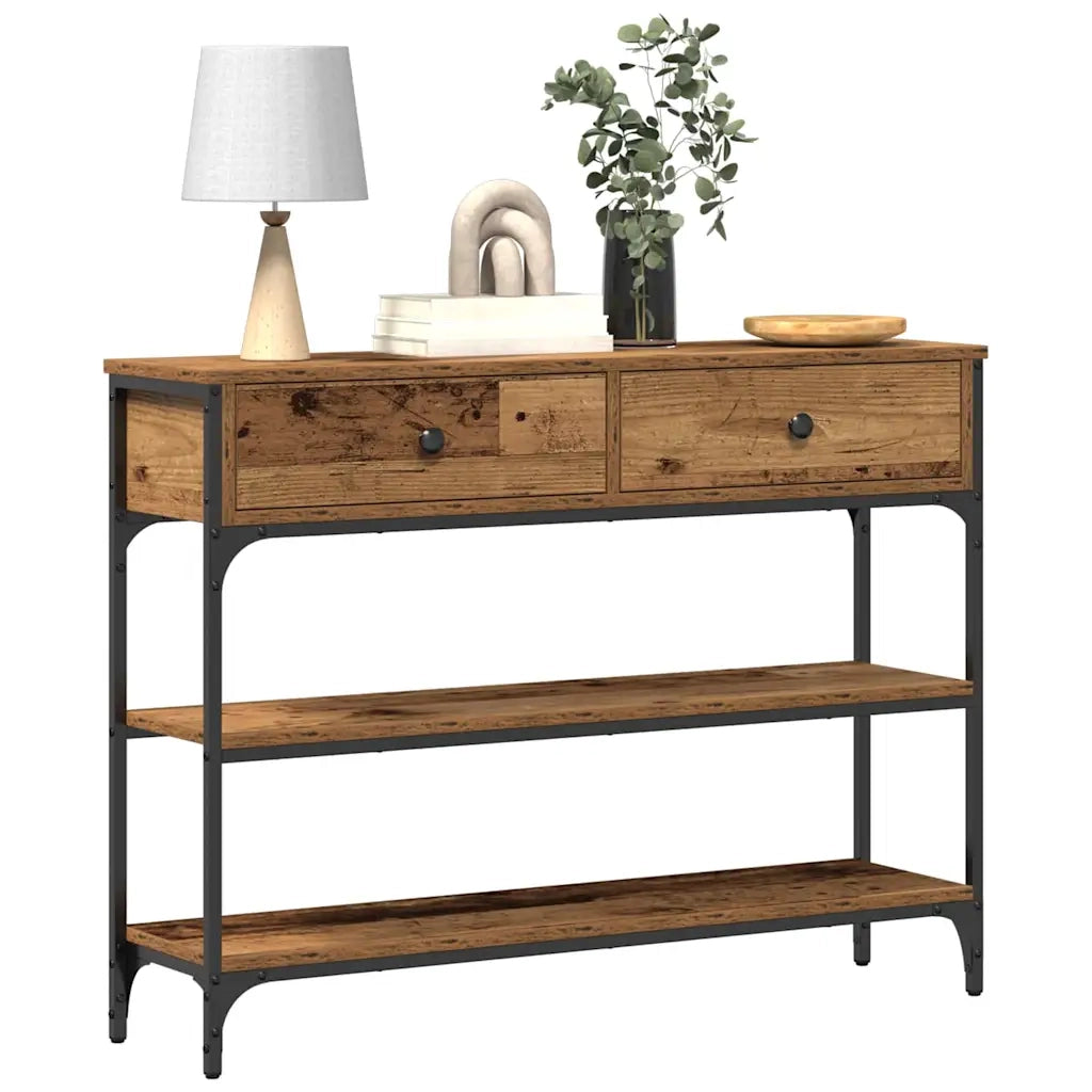 Tavolo consolle con cassetto Legno vecchio 100 x 25 x 75 cm 863511