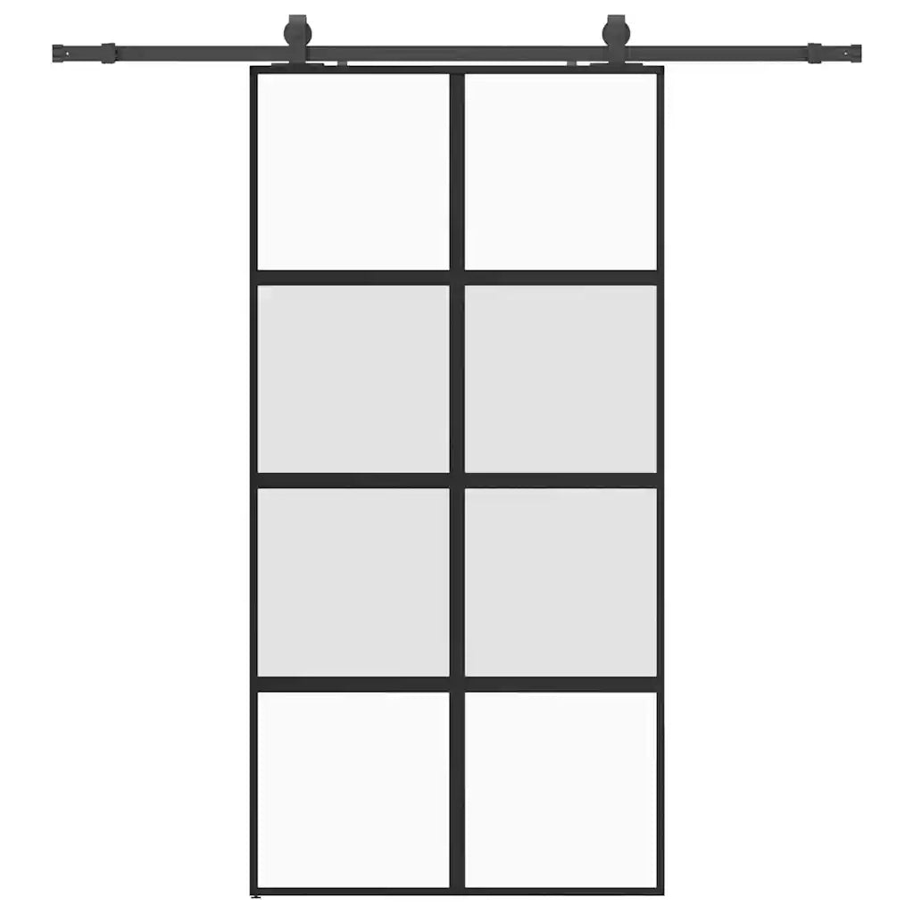 Porta Scorrevole Ferramenta Nera 102,5x205 cm Vetro Temperato