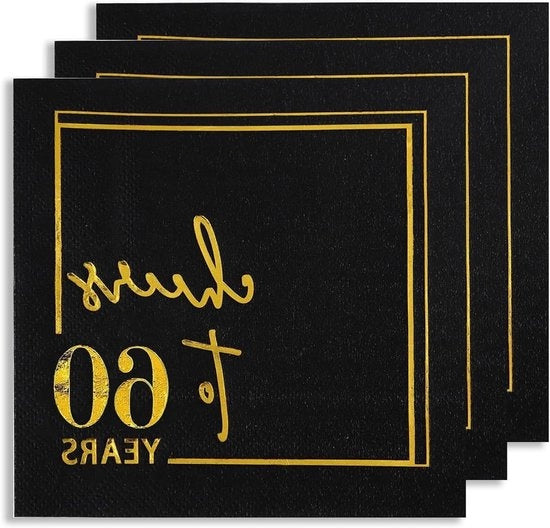 Serviette per 60° compleanno - Decorazione di compleanno - 20 pezzi - 33 x 33 cm