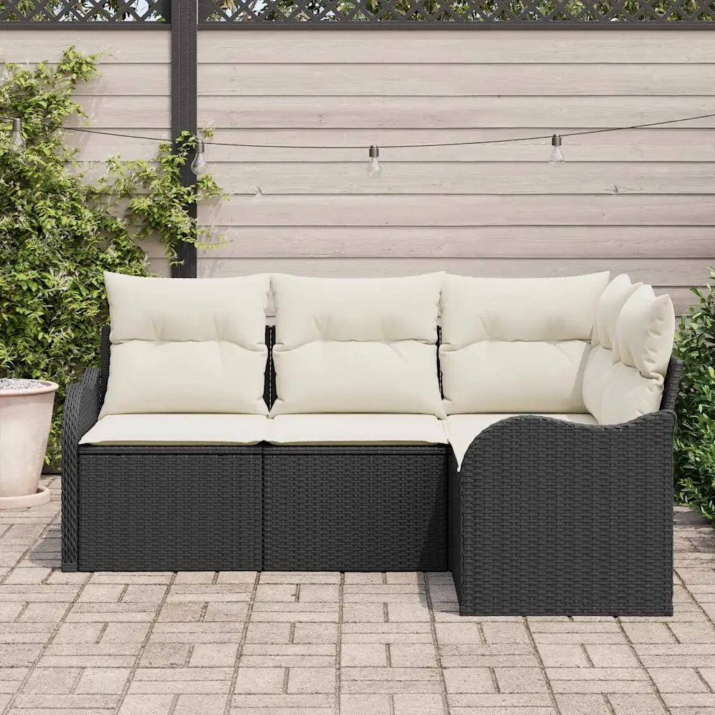 Set Divano da Giardino con archiviazione 4 pcs Nero polyrattan 3354346